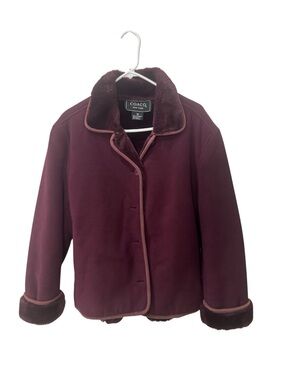 Coaco New York burgundy faux-shearling jacket featuring a fuzzy collar size M